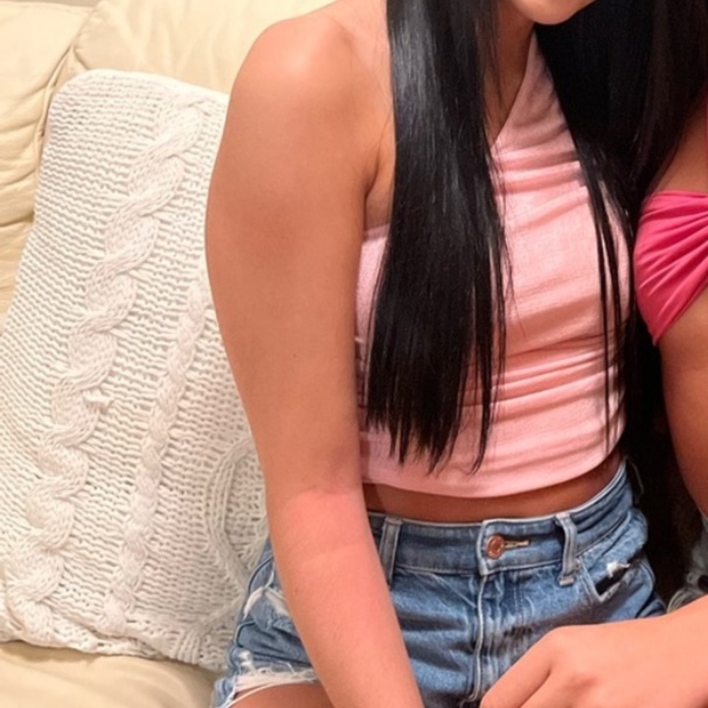 Pink One-Shoulder Crop Top